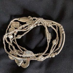 6 silver tone bracelets